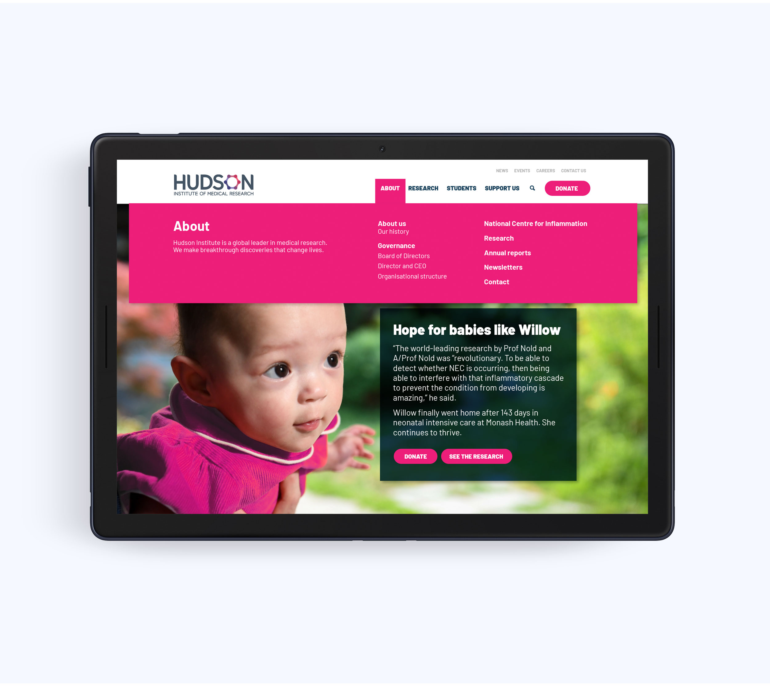 Hudson Institute website on iPad