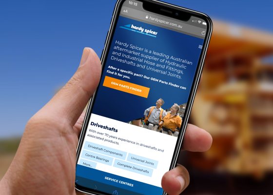 Hardy Spicer website on a mobile device
