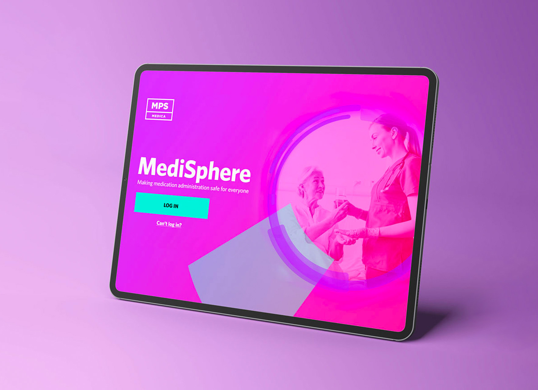 MediSphere login screenshot on a tablet